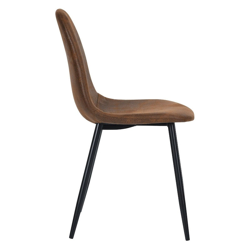 Lot de 4 chaises de salle à manger en daim avec pieds en métal noir - Chaises d'appoint