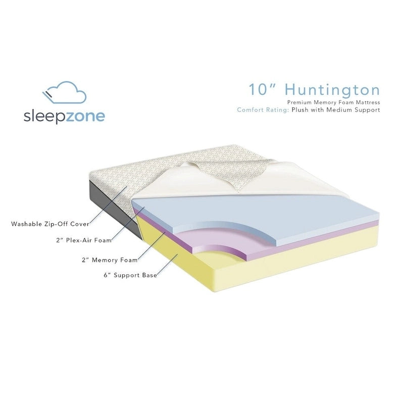 Ensemble matelas à mémoire de forme Huntington 10 pouces et base réglable Z150