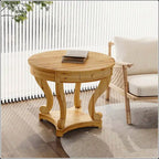 Table à manger ronde de petite taille style ferme avec pieds incurvés