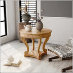 Table à manger ronde de petite taille style ferme avec pieds incurvés