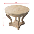 Table à manger ronde de petite taille style ferme avec pieds incurvés