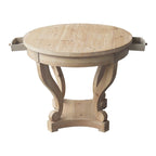 Table à manger ronde de petite taille style ferme avec pieds incurvés