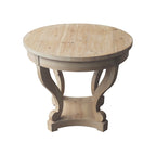 Table à manger ronde de petite taille style ferme avec pieds incurvés