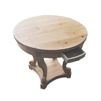 Table à manger ronde de petite taille style ferme avec pieds incurvés