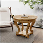 Table à manger ronde de petite taille style ferme avec pieds incurvés