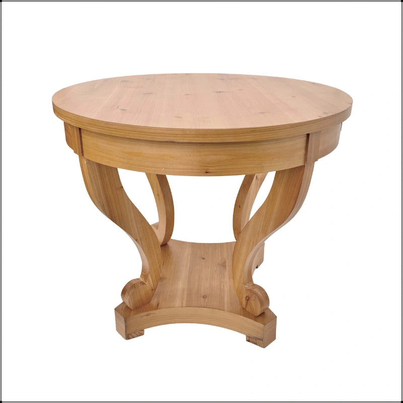 Table à manger ronde de petite taille style ferme avec pieds incurvés
