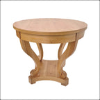 Table à manger ronde de petite taille style ferme avec pieds incurvés