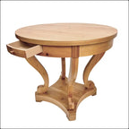 Table à manger ronde de petite taille style ferme avec pieds incurvés