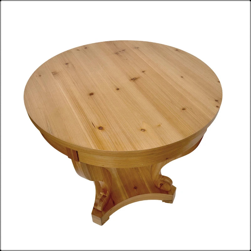 Table à manger ronde de petite taille style ferme avec pieds incurvés