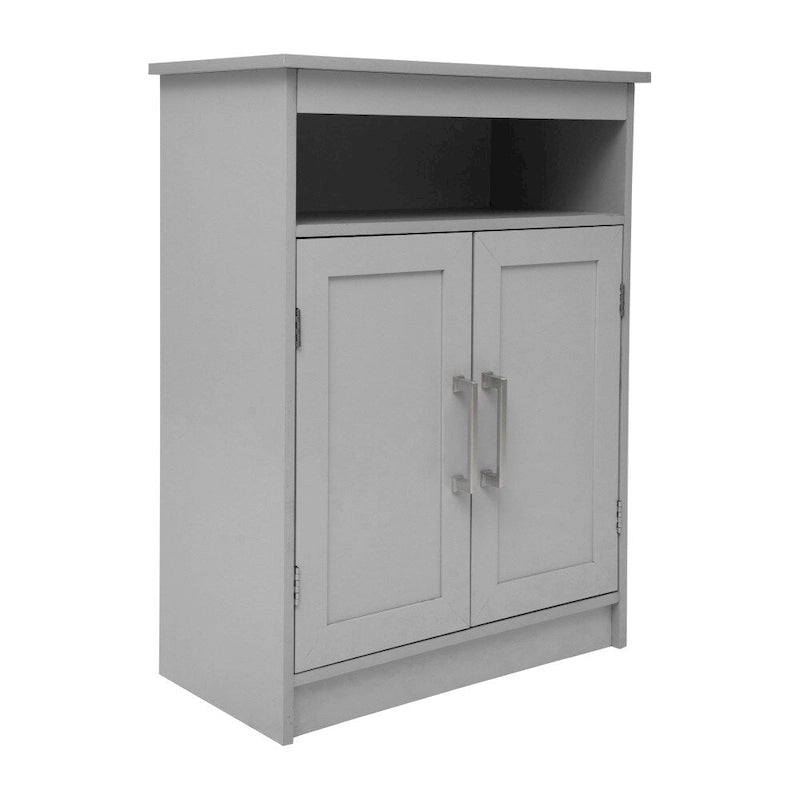 Meuble de rangement au sol avec portes à fermeture magnétique et étagères