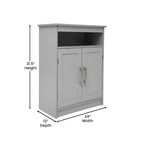 Meuble de rangement au sol avec portes à fermeture magnétique et étagères