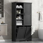 Meuble de Rangement Salle de Bain avec Portes, Tiroirs et Panier à Linge Inclinable