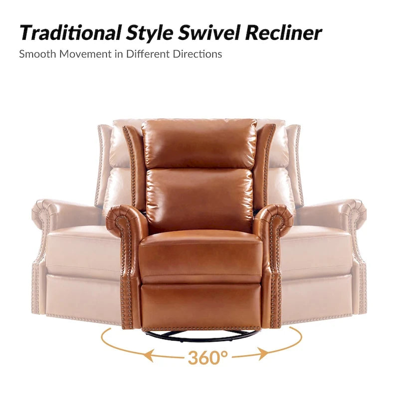 Viviana Fauteuil relax manuel pivotant en cuir véritable – Lot de 2