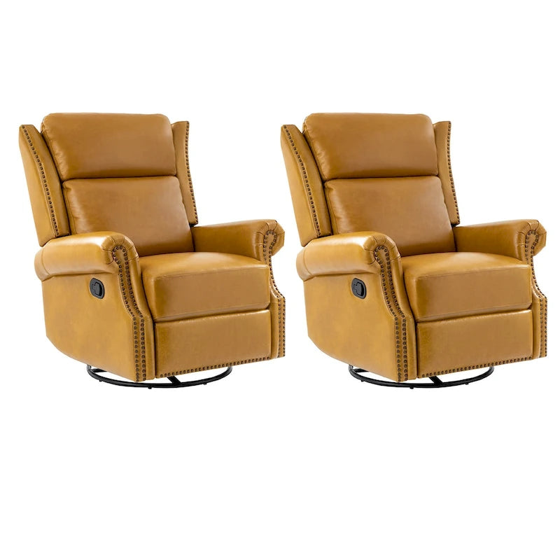 Viviana Fauteuil relax manuel pivotant en cuir véritable – Lot de 2