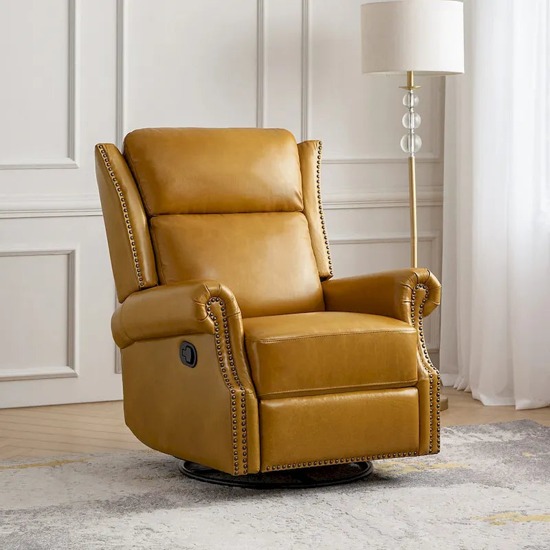 Viviana Fauteuil relax manuel pivotant en cuir véritable – Lot de 2
