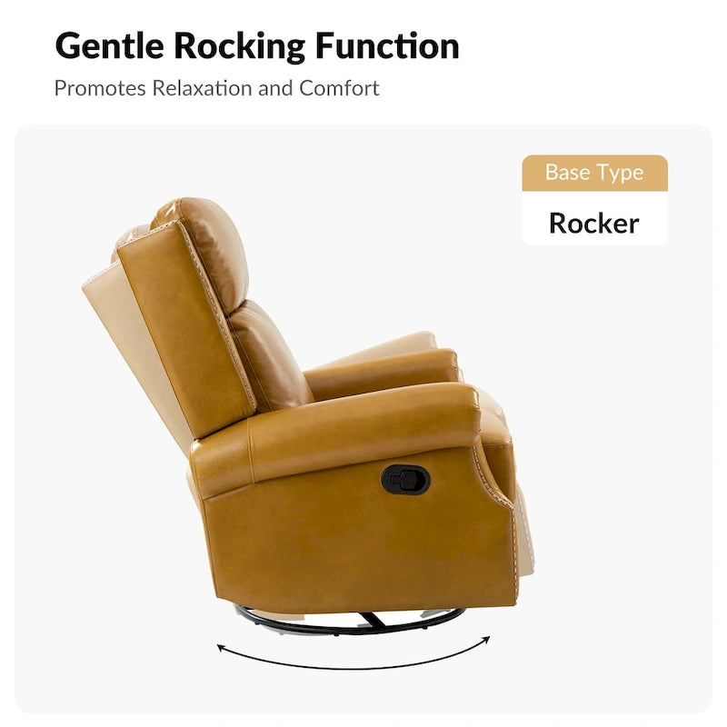 Viviana Fauteuil relax manuel pivotant en cuir véritable – Lot de 2