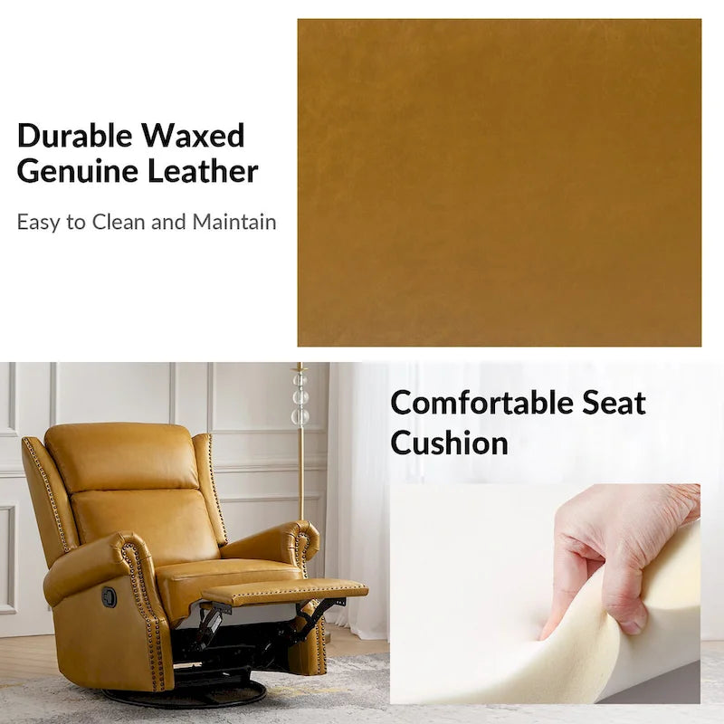 Viviana Fauteuil relax manuel pivotant en cuir véritable – Lot de 2