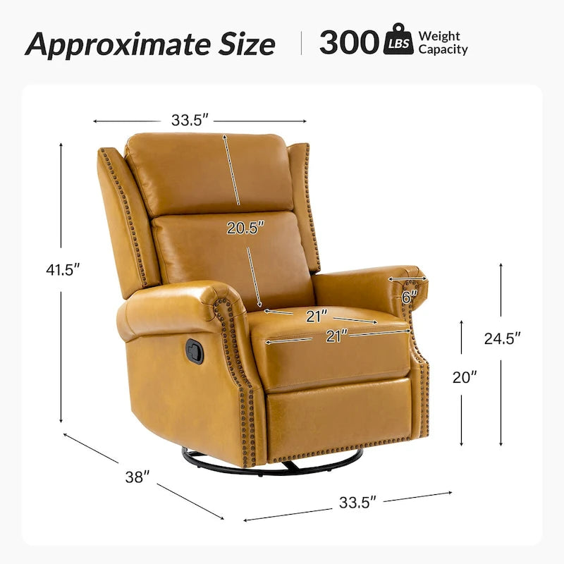 Viviana Fauteuil relax manuel pivotant en cuir véritable – Lot de 2