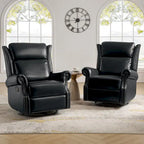 Viviana Fauteuil relax manuel pivotant en cuir véritable – Lot de 2