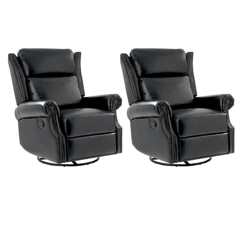 Viviana Fauteuil relax manuel pivotant en cuir véritable – Lot de 2