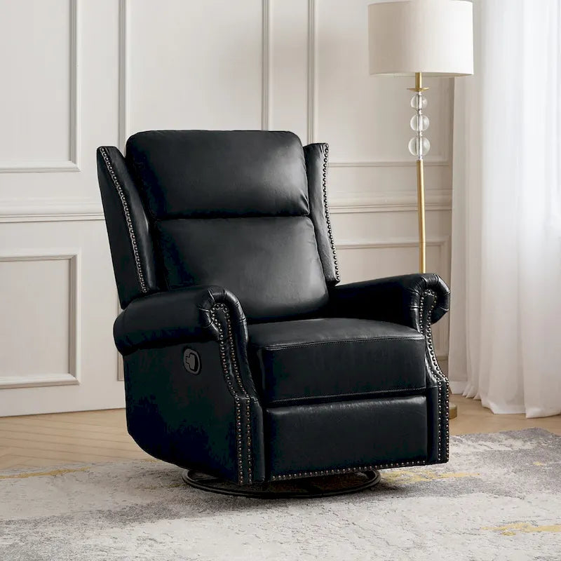 Viviana Fauteuil relax manuel pivotant en cuir véritable – Lot de 2