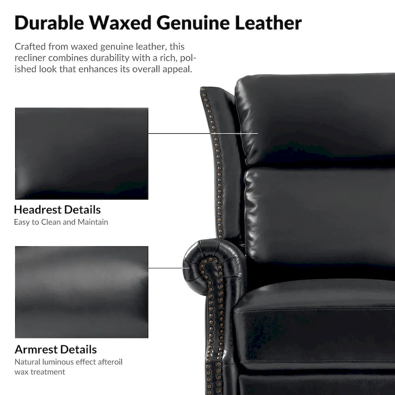 Viviana Fauteuil relax manuel pivotant en cuir véritable – Lot de 2