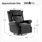 Viviana Fauteuil relax manuel pivotant en cuir véritable – Lot de 2