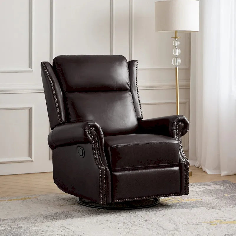 Viviana Fauteuil relax manuel pivotant en cuir véritable – Lot de 2