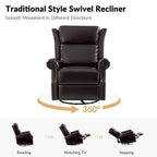 Viviana Fauteuil relax manuel pivotant en cuir véritable – Lot de 2