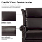 Viviana Fauteuil relax manuel pivotant en cuir véritable – Lot de 2