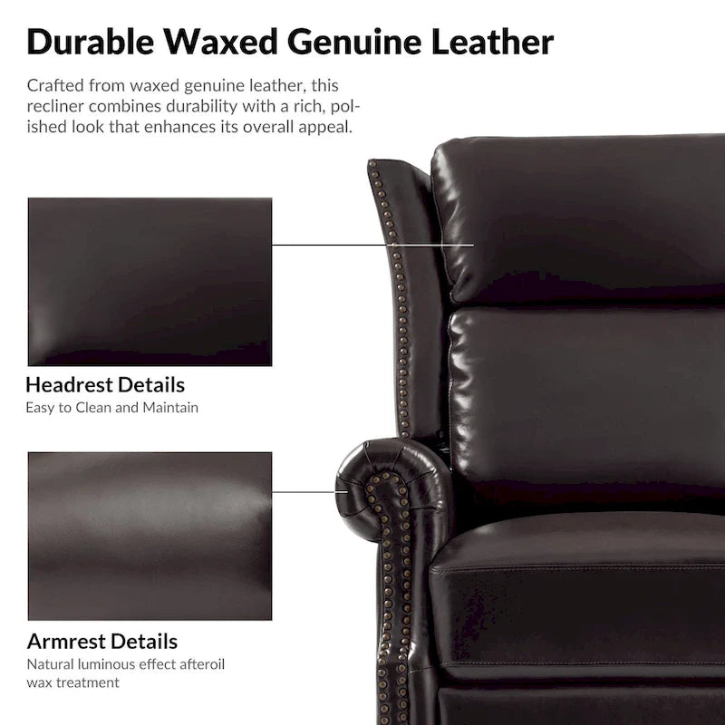 Viviana Fauteuil relax manuel pivotant en cuir véritable – Lot de 2
