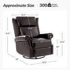 Viviana Fauteuil relax manuel pivotant en cuir véritable – Lot de 2