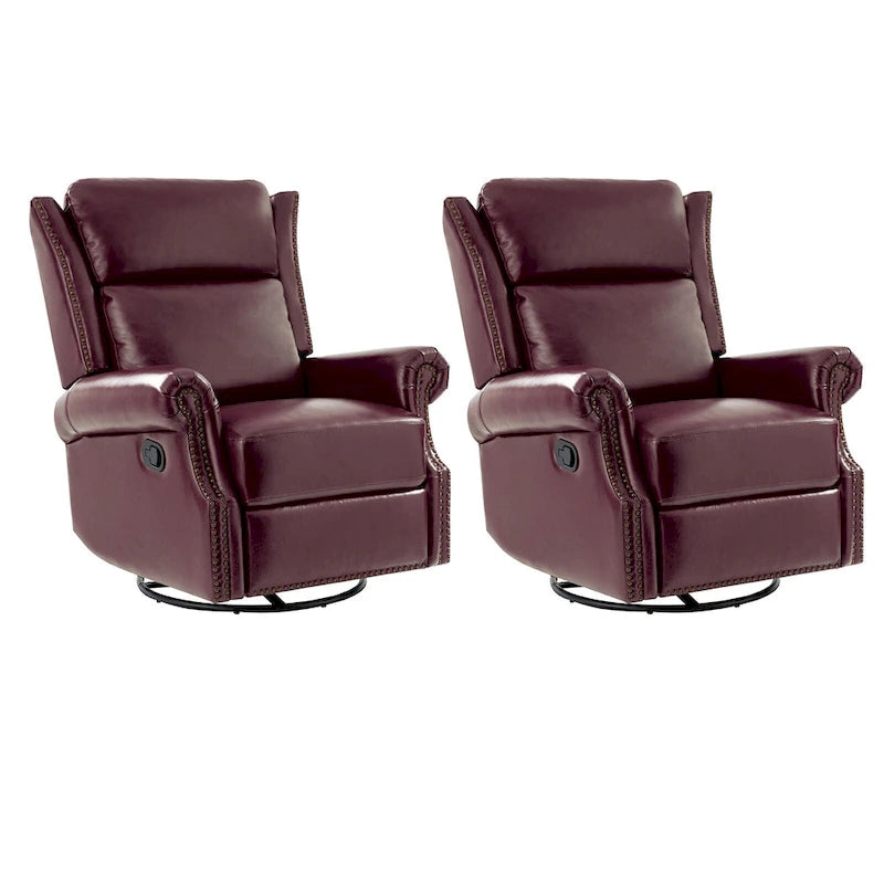 Viviana Fauteuil relax manuel pivotant en cuir véritable – Lot de 2