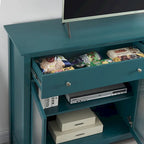 Meuble TV, Bahut de Rangement, Buffet avec Porte en Verre et Étagères Réglables