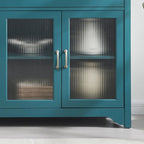 Meuble TV, Bahut de Rangement, Buffet avec Porte en Verre et Étagères Réglables