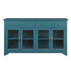 Meuble TV, Bahut de Rangement, Buffet avec Porte en Verre et Étagères Réglables