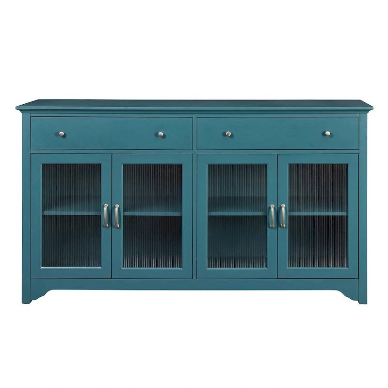Meuble TV, Bahut de Rangement, Buffet avec Porte en Verre et Étagères Réglables