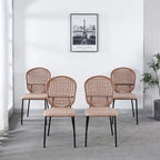 Lot de 4 chaises de salle à manger Sennit rembourrées avec pieds en métal